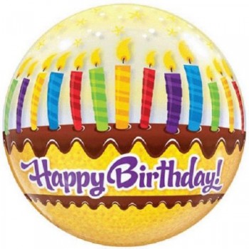 BALLOON - STRETCHY PLASTIC - HAPPY BIRTHDAY - CAKE